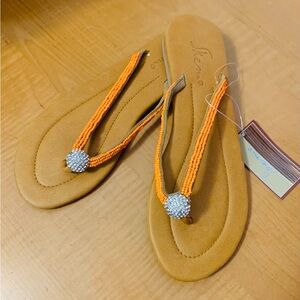Skemo Sandal orange beads and crystals size 8-8.5
